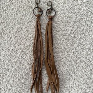 Brown Leather Tassel Earrings NWOT